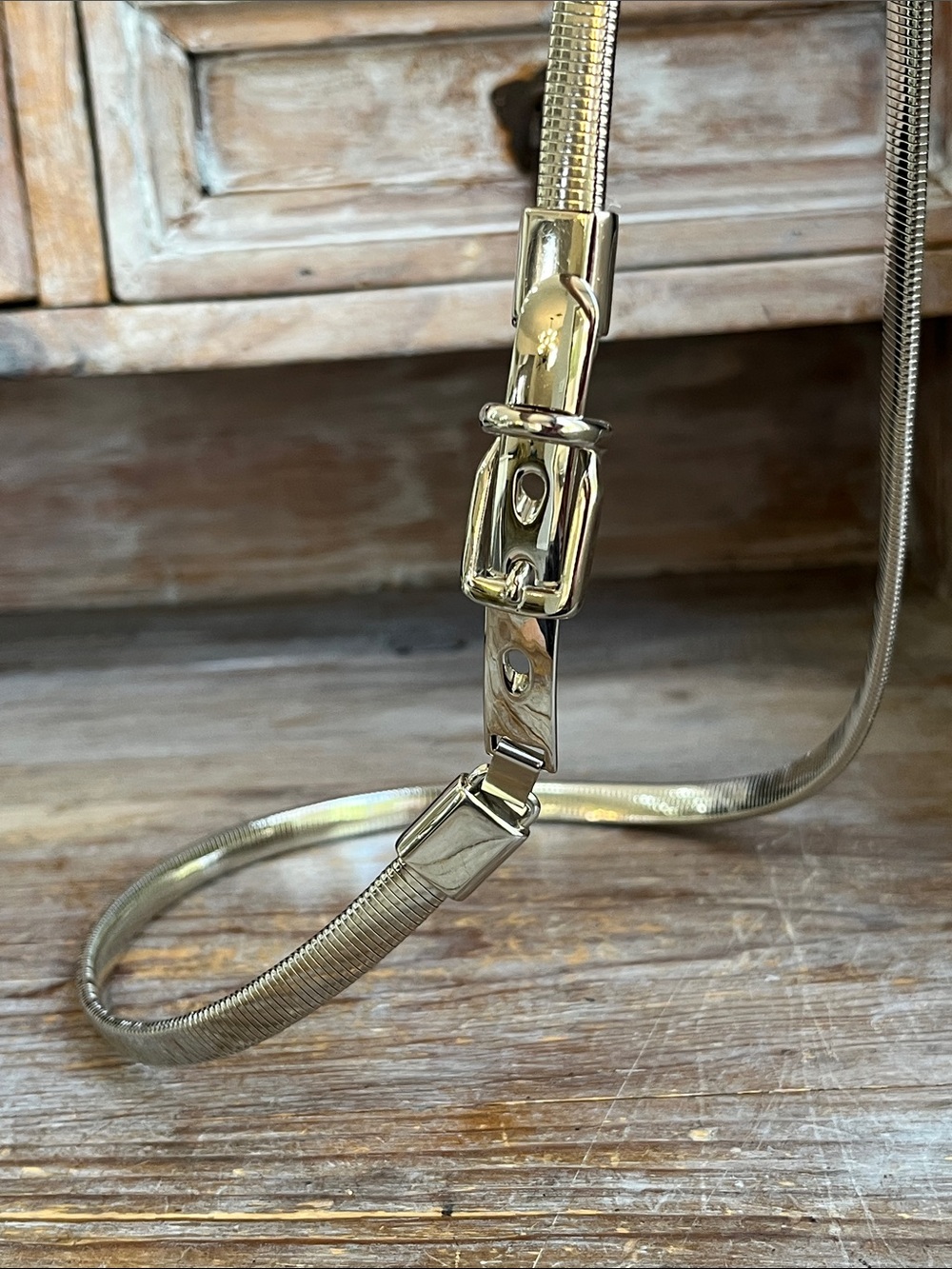 🤍 Vintage Silver Stretchy Snake Serpentine Chain Belt Metallic OS